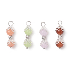 (52) Непрозрачная лаванда 4 шт. 4 цвета, имитация нефрита, подвески из стекла, окрашенные методом выпекания, круглые, с латунной фурнитурой , разноцветные, 25.5x9 мм, отверстие : 1.5 мм, 1 шт / цвет