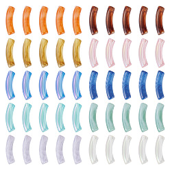 (52) Непрозрачная лаванда 100шт. 10 двухцветные акриловые бусины, имитация драгоценных камней, uv покрытие, изогнутая трубка, разноцветные, 31~33x9.5~10x7.5~8 мм, отверстие : 1.8 мм, 10 шт / стиль