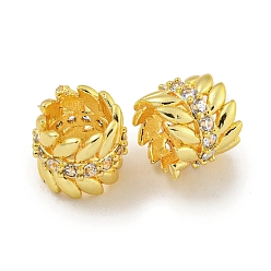 Настоящее золото 18K Реечное покрытие латунь микро паве прозрачный кубический цирконий европейские бусины, бусины с большим отверстием, долговечный, без свинца и без кадмия, cloumn, реальный 18 k позолоченный, 8.5x7 мм, отверстие : 5.5 мм