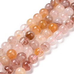 Красный Кварц Натуральный гематоидный кварц / нитки из железистого кварца, круглые, 10 мм, отверстие : 1.2 мм, около 37 шт / нитка, 15.16'' (38.5 см)