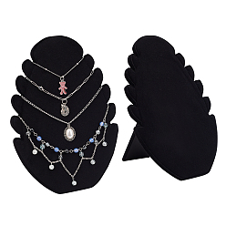 Schwarz Samt Hals Display-Ständer, Schmuck Staffelei, mit 5 Kerben für Ketten, , Schwarz, 28.1x20.1x1.05~22.1 cm
