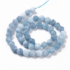 Light Steel Blue Natural Quartz Beads Strands, Faceted Polygon, Dyed & Heated, Light Steel Blue, 7.5~8x8x8mm, Hole: 1.2mm, about 48pcs/strand, 15.35 inch(39cm)