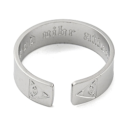 Stainless Steel Color Non-Tarnish 304 Stainless Steel Open Eye Cuff Rings, Eye of Providence Pattern, Stainless Steel Color, 6mm, Inner Diameter: 18mm