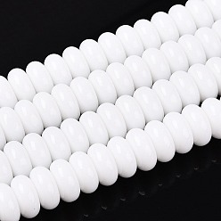 Белый Непрозрачное стекло бисер нитей, рондель, белые, 10x4.5~5 мм, отверстие : 0.7~0.9 мм, около 75~80 шт / нитка, 14.37~15.55 дюйм (36.5~39.5 см)
