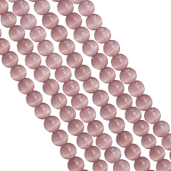 Rosada Marrón Cuentas de ojo de gato arricraf, rondo, marrón rosado, 7.5~8 mm, agujero: 1 mm, aproximadamente 14~14.5 pulgada / hebra, sobre 48~50 unidades / cadena, 3 hebras / caja