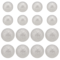 Couleur Acier Inoxydable 304 perles d'acier inoxydable texturées, pas de trous / non percés, ronde, couleur inox, 8~10mm, 60 pcs / boîte