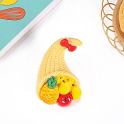 Желтый Миниатюрные украшения из смолы, аксессуары для домашнего кукольного домика с микро-ландшафтом, притворяясь опорными украшениями, корзина овощей и фруктов, желтые, 70x45 мм