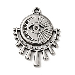 Stainless Steel Color Non-Tarnish 304 Stainless Steel Pendant Rhinestone Settings, Eye Charms, Stainless Steel Color, 25x19.5x2mm, Hole: 1.4mm, Fit for 0.6mm & 0.8mm Rhinestone
