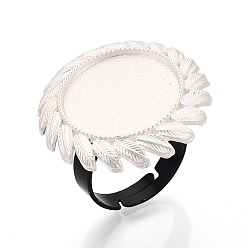 Серебро Основание-кольцо из сплава и железа с вращающимся подносом, изготовление колец с цветочной подкладкой для снятия тревожности, серебряные, 27x27 мм, внутренний диаметр: 17 мм, Размер лотка: 18 мм