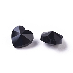 Black Transparent Glass Beads, Faceted, Heart, Black, 10x10x7mm, Hole: 1~1.2mm