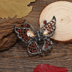 Сочный Персик Заколки для волос со стразами из сплава, аксессуары для волос для женщин и девочек, бабочка, сочный персик, 63x50 мм