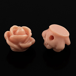 Светло-Коралловый Непрозрачные шарики cmолы, цветок розы, свет коралловый, 9x7 мм, отверстие : 1 мм