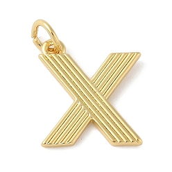 Letter X Латунные подвески, с целью перехода в кольце, письмо амулеты, стойки покрытие, долговечный, без кадмия и без свинца, реальный 18 k позолоченный, Письмо X, 15.5x13.5x1.5 мм, отверстие : 3.5 мм