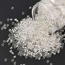 (21) Silver-Lined Transparent Crystal Clear Тохо 8/0 круглые бусины, японский бисер, (21) Прозрачный кристально чистый, 3 мм, отверстие : 1 мм, Около 222 шт / 10 г