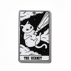 Черный Акриловые подвески с принтом на тему Таро, прямоугольник с подвесками в виде котов, отшельник ix, 39x24x2.5 мм, отверстие : 1.8 мм