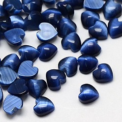 Полуночно-синий Кабошоны кошачьего глаза, сердце, темно-синий, 15x15x3 мм