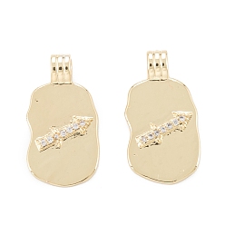 Стрелец Латунные микропаве прозрачные подвески с фианитом, овальной формы с созвездием, золотые, Стрелец, 18.5~19.5x9.5~10.5x3.5 мм, отверстие : 1.9x2.5 мм