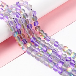 Темно-Фиолетовый Синтетические лунные лучи, матовые, круглые, темно-фиолетовый, 8 мм, отверстие : 1 мм, около 43~47 шт / нитка, 14.37''~15.08'' (36.5~38.3 см)