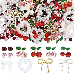 (52) Непрозрачная лаванда Наборы для изготовления украшений из вишни своими руками, включая кабошоны из сплава, Кабошоны из смолы, Акриловый кабошоны, Стеклянные стразы, плоский зад, разноцветные, 2.7~13x2.7~12.5x2~3.5 мм