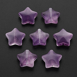 Фиолетовый Двухцветный прозрачный стеклянный шарик, звезда, фиолетовые, 12.5x13x5 мм, отверстие : 1 мм