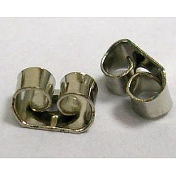 Platinum Iron Ear Nuts, Earring Backs, Nickel Free, Platinum, 5x3.5mm, Hole: 0.7~0.9mm