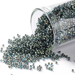 (995) Gilt Lined AB Aqua TOHO Round Seed Beads, Japanese Seed Beads, (995) Gilt Lined AB Aqua, 15/0, 1.5mm, Hole: 0.7mm, about 15000pcs/50g