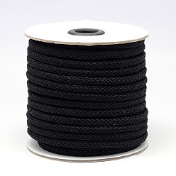 Black Braided Polyester Cord, Black, 6x3mm, about 25yards/roll