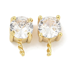 Настоящее золото 18K Латунь с дужками из кубического циркония, без кадмия, без никеля и без свинца, круглые, реальный 18 k позолоченный, 10.5x6x6 мм, штифты : 0.9 мм