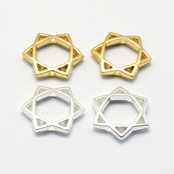 (52) Непрозрачная лаванда Долговечная оправа из сплава, для евреев, звезда Давида, разноцветные, 14x14x2.5 мм, отверстие : 1 мм
