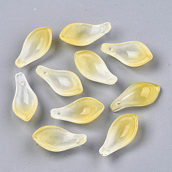 Желтый Двухцветные стеклянные подвески, лепесток, желтые, 22~23x11x6 мм, отверстие : 1.2 мм