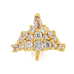 Золотой Покрытие стойки латунь микро паве прозрачный кубический цирконий колышек поручни, долговечный, без свинца и без кадмия, золотые, 12.5x14x10 мм, отверстие : 4x5 мм, штифты : 0.7 мм