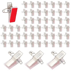 Stainless Steel Color 50Pcs 304 Stainless Steel & ABS Plastic Clips, with Back Adhesive Stickers, Stainless Steel Color, 26x26x1.5mm, 50pcs/set