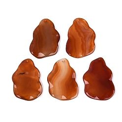 Chocolate Ágata natural, teñido grandes colgantes, encantos de pepitas, chocolate, 53~56x35~38x5~8 mm, agujero: 1.4~1.6 mm