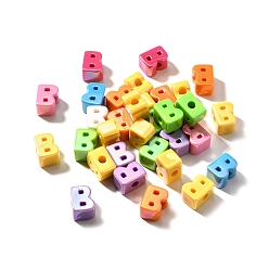 Letter B УФ-покрытие непрозрачные акриловые европейские бусины, бусины с большим отверстием, радужный, буквы, В письме, 18.5~22.5x12~20x13~14 мм, отверстие : 6 мм