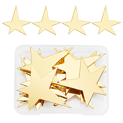 Golden 14Pcs Brass Pendants, Stamping Blank Tag, Star, Golden, 41.5x39x1mm, Hole: 1mm