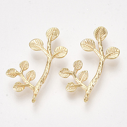 Echt 18 k vergoldet Kronleuchter aus Messing Komponente Links, Zweig, Nickel frei, echt 18 k vergoldet, 25~26x17~18x3.5 mm, Bohrung: 1 mm