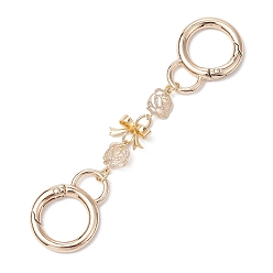 Золотой Латунные цепочки для сумок с цветком розы и бантом, с литыми пружинными кольцами, золотые, 110 мм