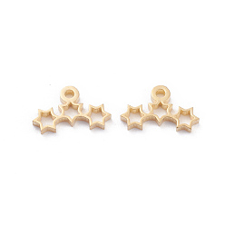 Golden 304 Stainless Steel Charms, Laser Cut, Star, Golden, 6.5x11x1mm, Hole: 1.2mm
