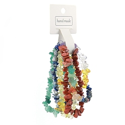 Смешанные камни 5шт. наборы браслетов из натуральных драгоценных камней для женщин, внутренний диаметр: 2-3/8 дюйм (6 см)