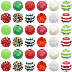 (52) Непрозрачная лаванда 60 шт 12 стили прозрачные смоляные стразы градуированные бусины, с акриловыми круглыми бусинами внутри, разноцветные, 20x17.5~20 мм, отверстие : 2~3 мм, 5 шт / стиль