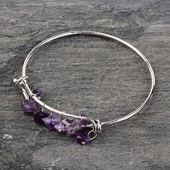 Аметист Посеребренной латуни браслеты, с естественным аметист, 64 мм
