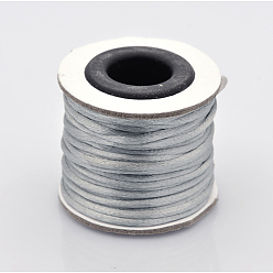 Светло-серый Макраме Rattail китайские шнуры узел приготовления круглый нейлон плетеный строк темы, атласный шнур, светло-серый, 1.5 мм, около 16.4 ярдов (15 м) / рулон
