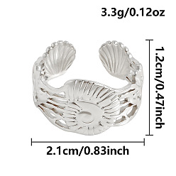 Другие Морские животные 304 открытые кольца манжеты из нержавеющей стали, цвет нержавеющей стали, форма раковины, 12 мм, внутренний диаметр: 21 мм