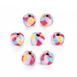 Cerise Manuell Polymer Ton Perlen, für DIY Schmuck Bastelbedarf, Runde, cerise, 8.5~9x8 mm, Bohrung: 1.8 mm