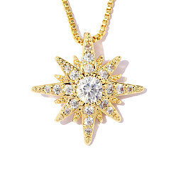 Настоящее золото 18K Латунные подвески с фианитами, звезды прелести, ионное покрытие (ip), зеркальная полировка, реальный 18 k позолоченный, 16x16 мм, отверстие : 3.2 мм