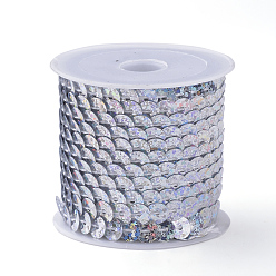 Белый Бусины с пайеткой из экологически чистого пластика, блестки бисер, Аксессуары для орнаментов, плоско-круглые, белые, 6 мм, около 5 м / рулон