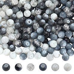 (52) Непрозрачная лаванда 300 шт. 6 цветные стеклянные бусины с эффектом кракле, окрашенные методом выпекания и распылением, смешанный стиль, разноцветные, 8~9 мм, отверстие : 1.3~1.6 мм, 50 шт / цвет