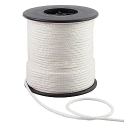White Nylon Braided Cords, Round, White, 3mm, about 54.68 Yards(50m)/Roll