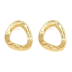 Real 18K Gold Plated Hammered Brass Linking Rings, Triangle, Rack Plating, Long-Lasting Plated, Lead Free & Cadmium Free, Real 18K Gold Plated, 12x10.5x2mm, Hole: 8.5x6.5mm