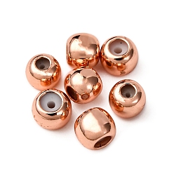 Rose Gold Brass Beads, with Rubber Inside, Slider Beads, Round, Rose Gold, 4x3mm, Hole: 0.6~1.1mm